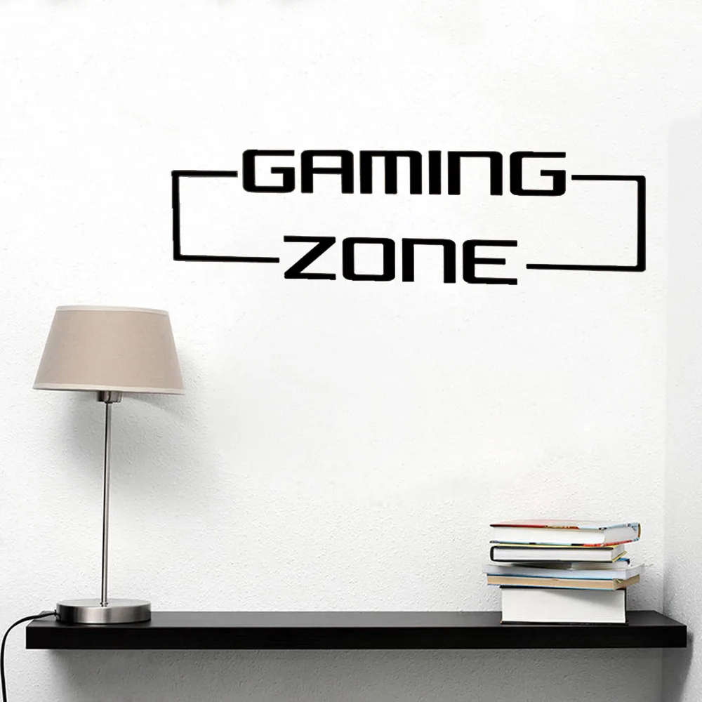 Large Gaming Zone Gamer Wall Sticker Playroom Kids Room Video Game Quote Wall Decal Bedroom Vinyl Home Decor