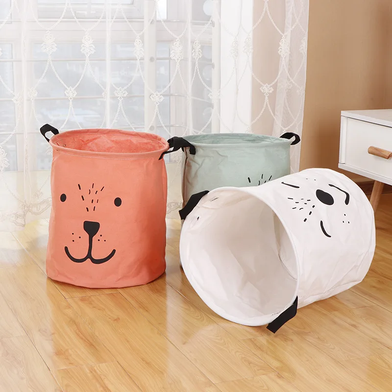 

Cute Doggy Laundry Basket Cotton Linen Waterproof Folding Storage Basket With Handle Kid Toy Clothes Portable Sundries Bin40×35