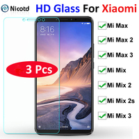 3pcs Tempered Glass Screen Protector for Xiaomi Mi Max3 max 2 1 3 9H HD Hard Protective Glass For Xiaomi Mi Mix Mix2 3 1 2s film