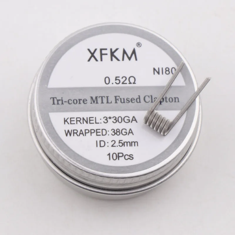 NEW XFKM 10PCS/box NI80/A1/SS316L MTL Clapton Prebuilt Coils Premade Coil for MTL RDA RTA RBA  Mod Heating Wire