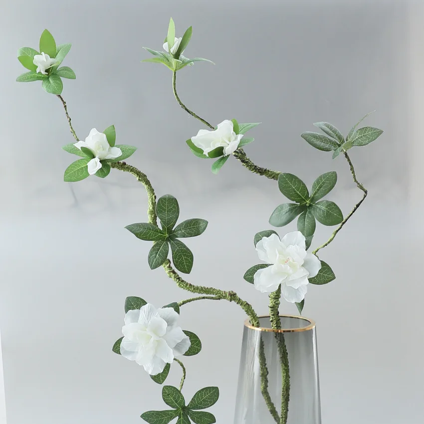 70CM3 Künstliche Azaleen-Zweige Seidenblumen Weiße Hochzeitsblumen Innenraum-Kunstblumen-Arrangement Büro- und Heimdekoration Pflanzen – Detail 9