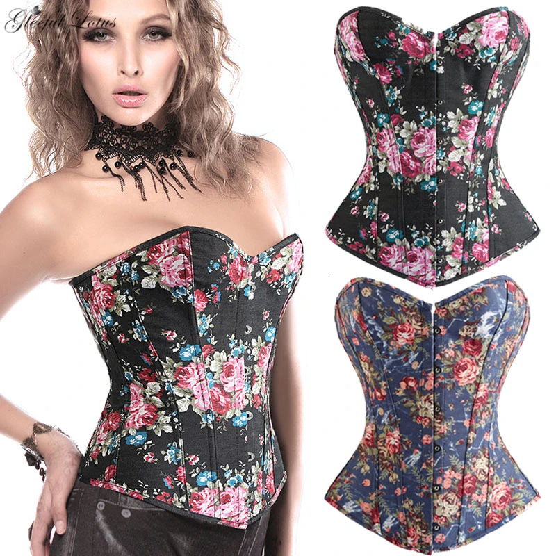 Gothic Steampunk Corset Top Sexy Bustier Corset Overbust Denim Corselet Waist Trainer Women Slimming Sheath Boned 6XL White Red