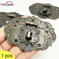 1pc Box Latches Brass Wooden Decorative Gift Hook Toggle Lock Antique Bronzed Hasps Jewelry Suitcase Buckle Furniture Hardware