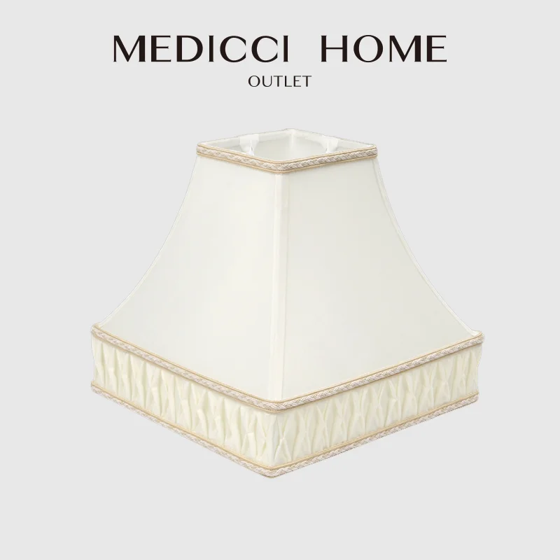 

Medicci Home Square Lamp Shade Hand-sewn Bow Tie Decorative White Beige Retro Style Lamp Cover Art Deco Lampshade Replacement