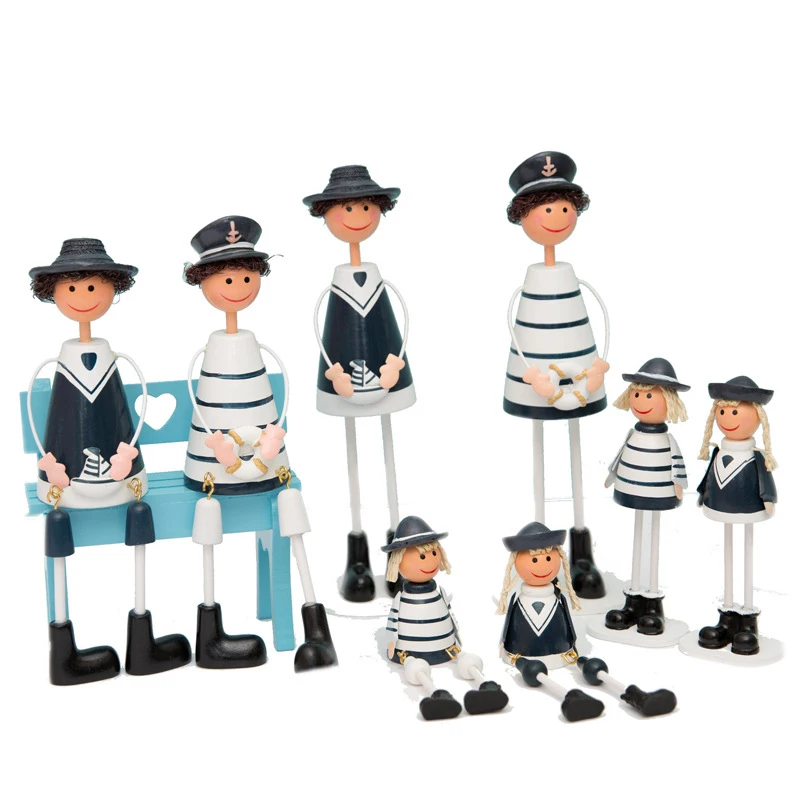 

Wholesale Gift Sets Mediterranean Navy Hanging Doll Decoration Resin Figurines Desk Decor Wooden Ornament Crafts Children Toys