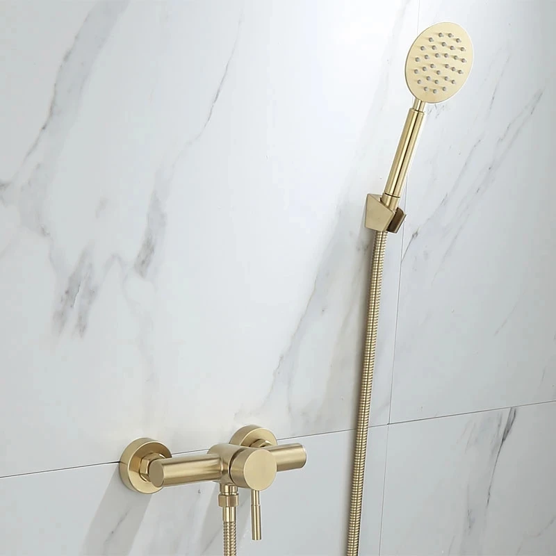 Conjunto de torneira do chuveiro do banheiro fixado na parede escovado ouro torneira do chuveiro preto fosco banheiro frio e quente torneiras misturadoras banho e chuveiro
