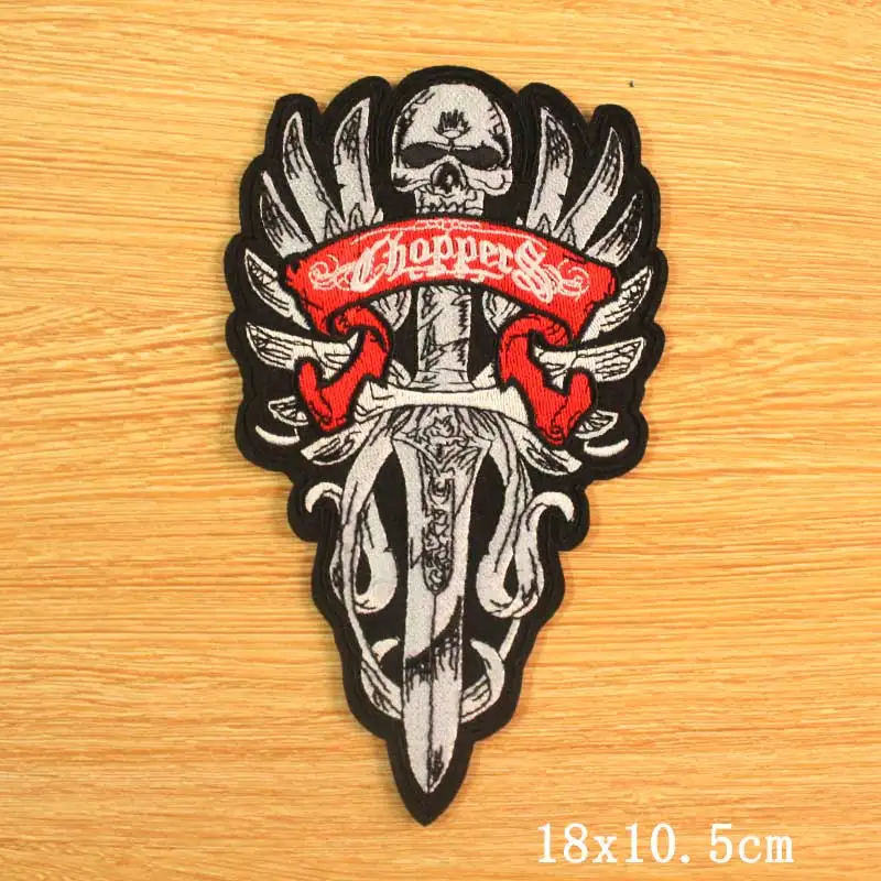 Heart Skull Iron On Patches For Clothing Apparel Tiger Embroidered Patches On Clothes Motorcycle Biker Stripes Wolf Badges Patch