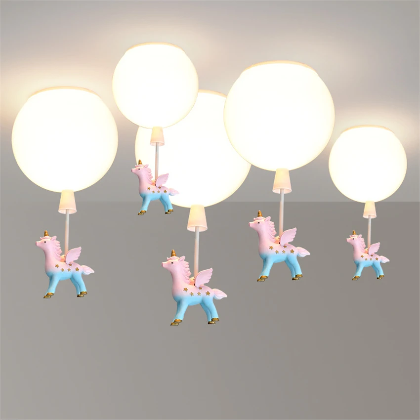 

Nordic Cute Pony Balloon Ceiling Lights Cartoon Children's Room Boy Girl Room LED Hanging Lighting Home Decoration Ceiling Lamps