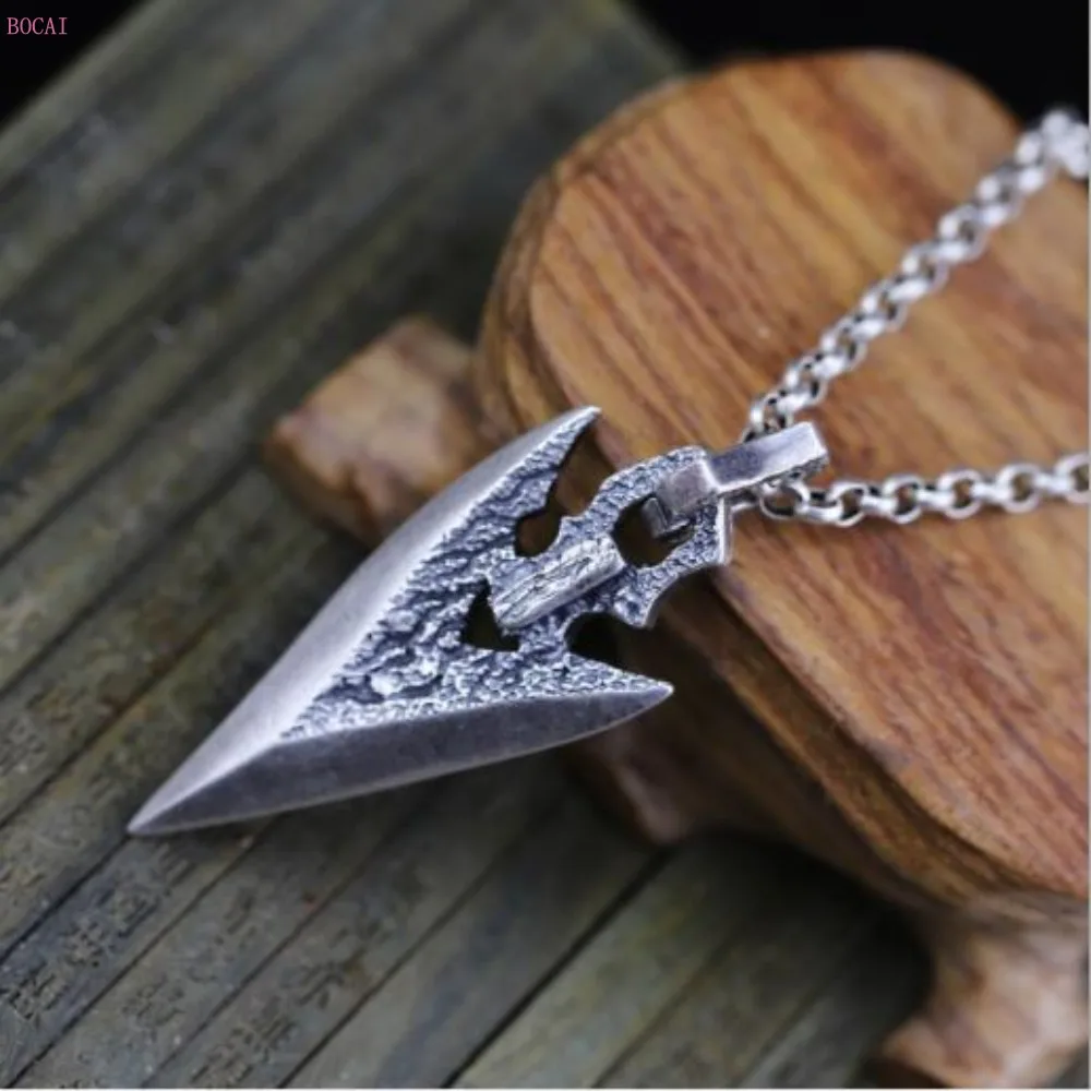 

BOCAI 100% S990 Sterling Silver Pendant Fashion Personality Hip-hop Arrow Spearhead Pure Argentum Amulet For Men And Women