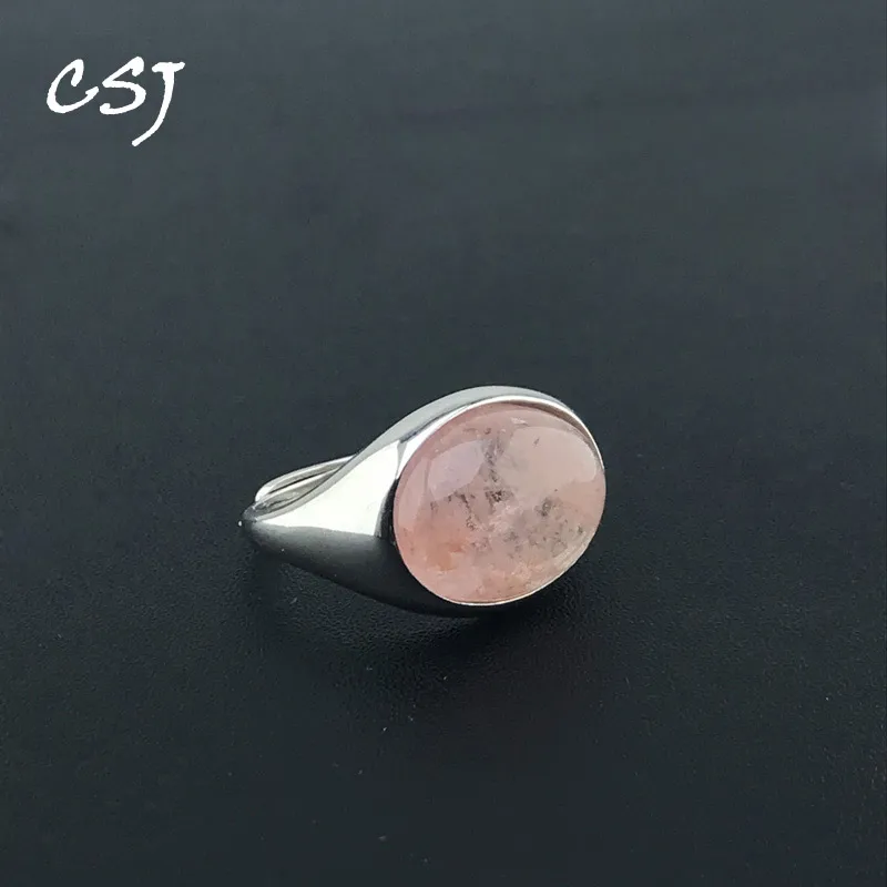 

CSJ Natural Morganite Rings 925 Sterling Silver Aquamarine Gemstone 12*16mm 9ct for Women Birthday Party Wedding Jewelry Gift