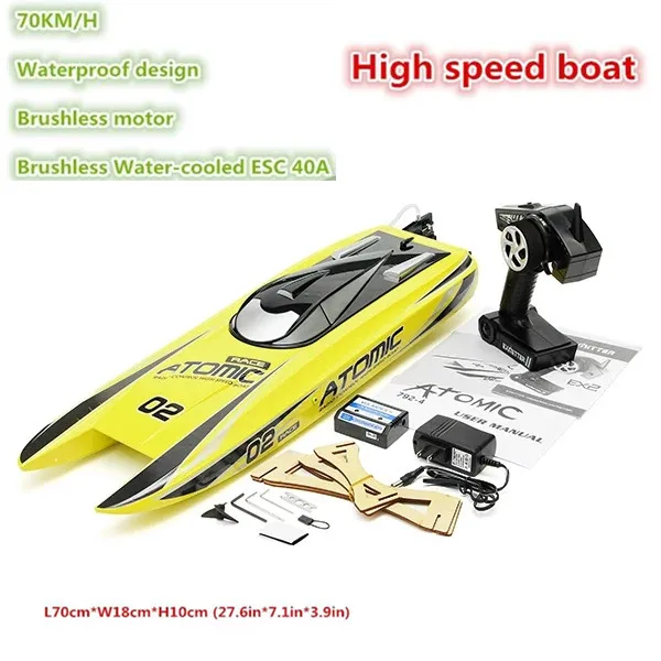 Big L70cm RC Boat 2.4GHZ  Brushless Motor Water-Cooled ESC 40A High Speed Boat Large-Capacity Battery Low Battery Protection