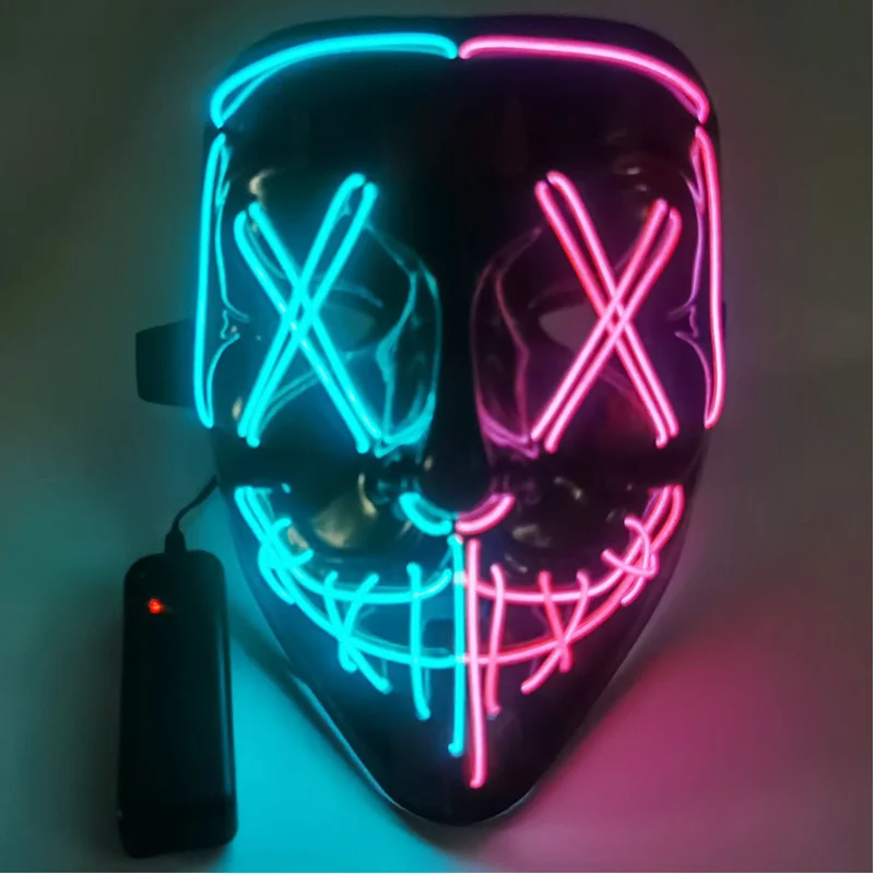 Halloween Mask Mixed Color Led Mask Party Masque Masquerade Masks Neon Maske Light Glow In The Dark Horror Mask Glowing Masker