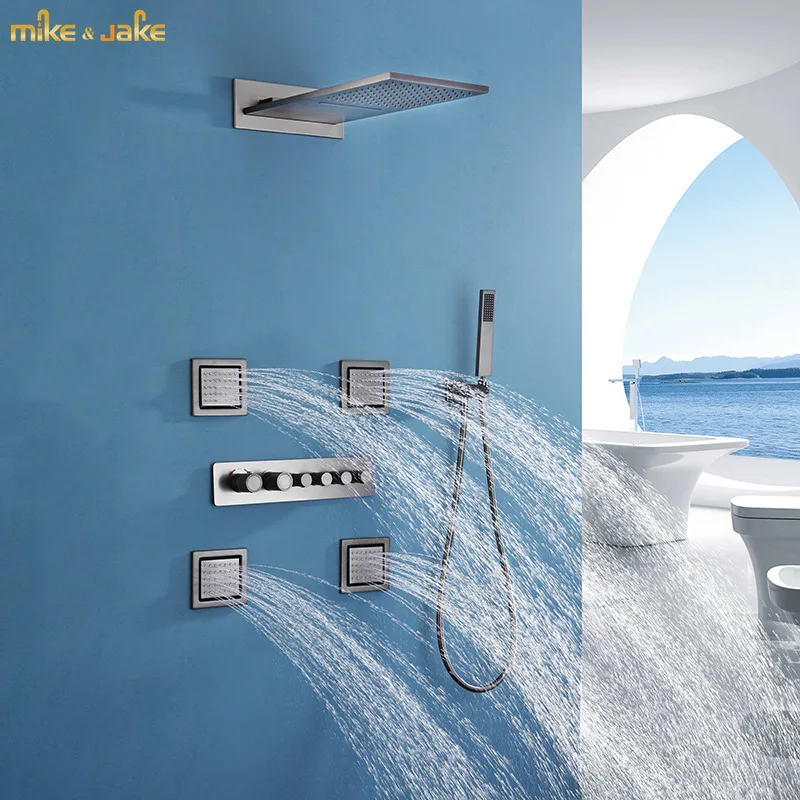 

Gunmetal Bathroom faucet shower systems rainfall Shower faucet Rainfall shower set bathroom Shower column set