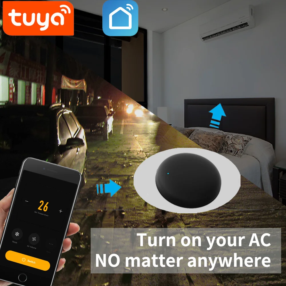 Tuya inteligente universal ir remoto wifi para controle de casa inteligente para tv ar condicionado funciona com alexa google casa yandex alice