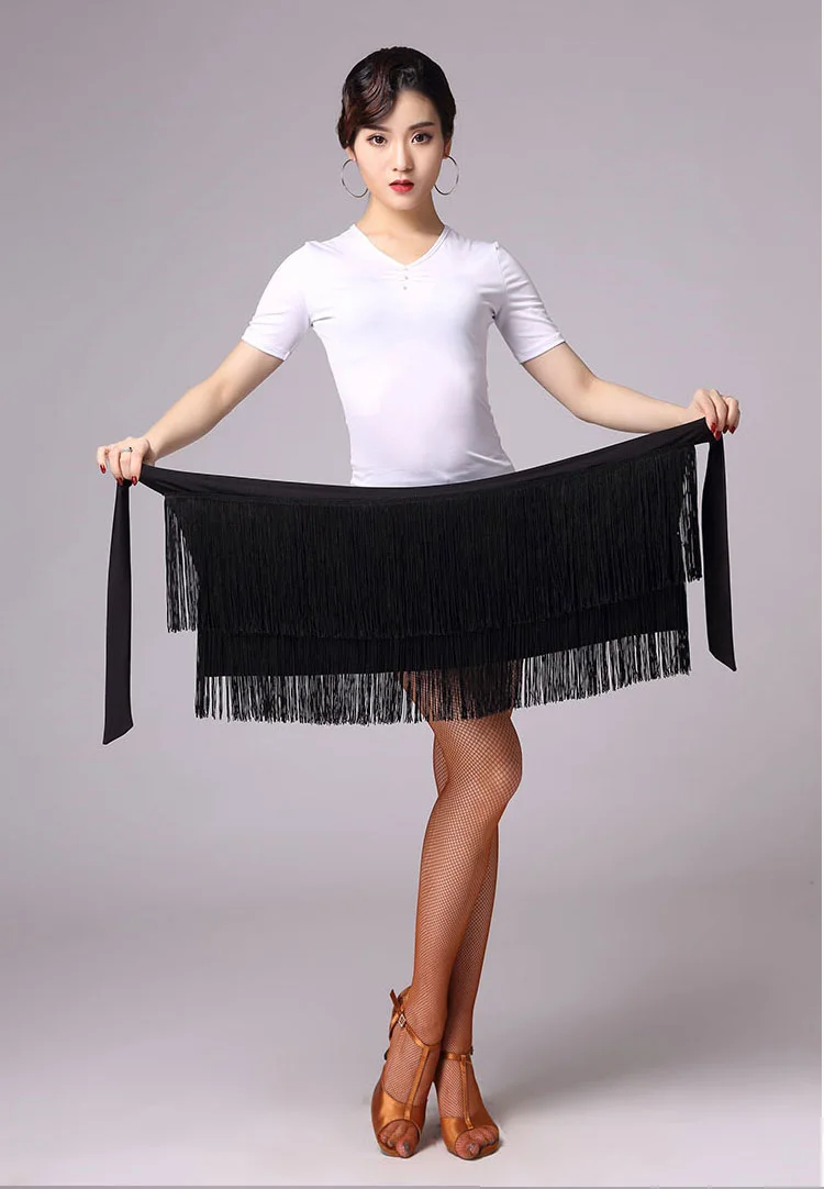 Adult Belly Dance Pure Color Tassel Hip Scarf Women Stage Performance Latin Dance Skirt High Quality Black Red Dancing Clothes