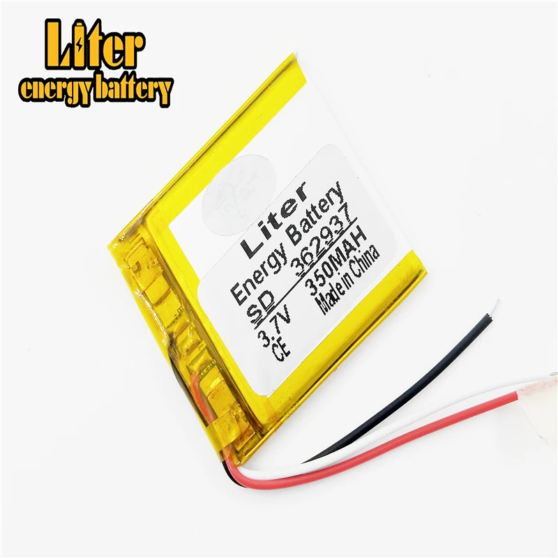 3wire 3.7V 350mAh 362937 Lithium Polymer Li-Po li ion Rechargeable Battery cells For Mp3 MP4 MP5 GPS