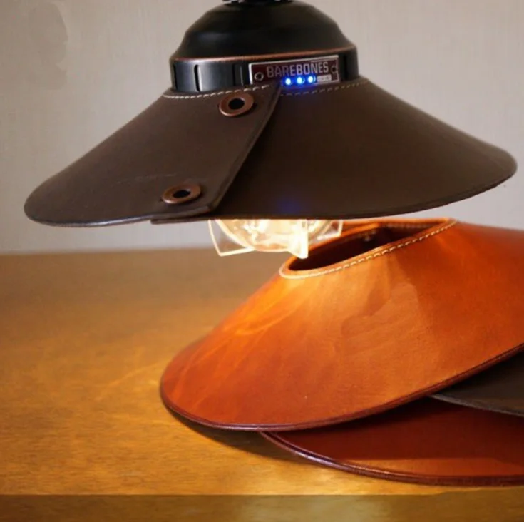 Japanese outdoor camping leather lampshade thickened leather spotlight leather cover removable dust-proof leather lampshade