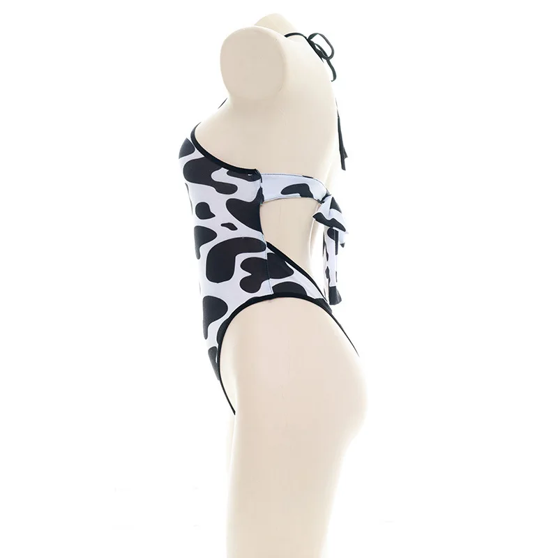 AniLV Anime Cow Girl Halter One-piece Swimsuit Costume Summer Beach Dairy Chest Hollow Bodysuit Swimwear Uniform Cosplay