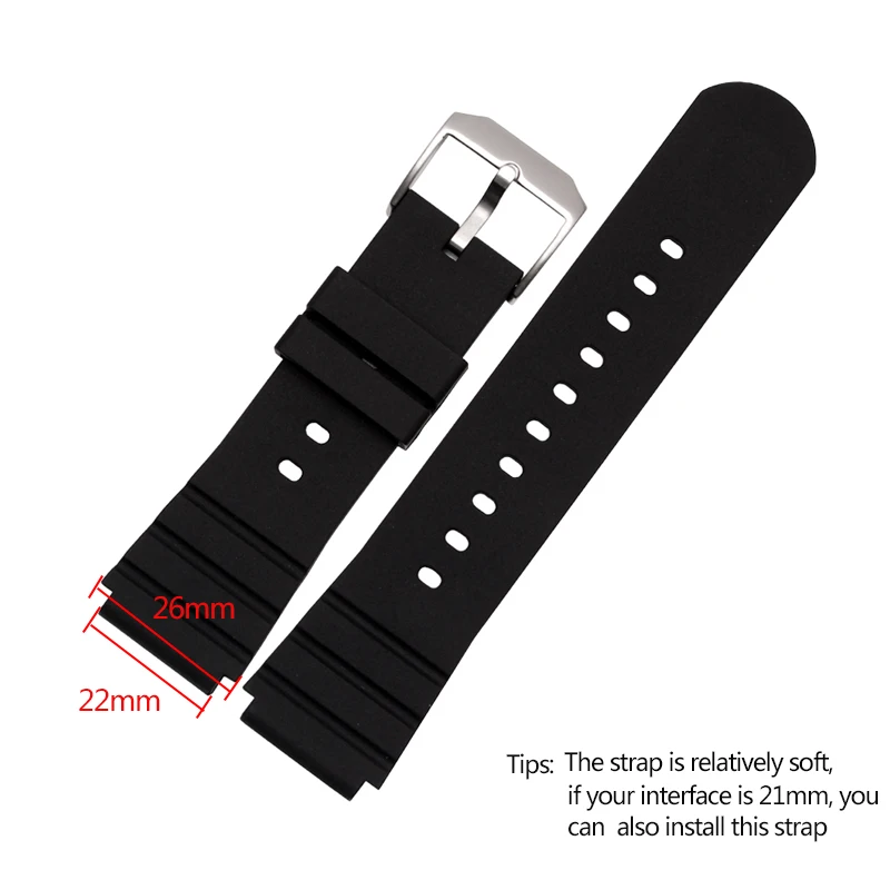 Silicone Rrubber Watchband for Luminox Military Diving Watch 3901/3001/3000  26*22mm Black Sports Waterproof Strap Bracelet