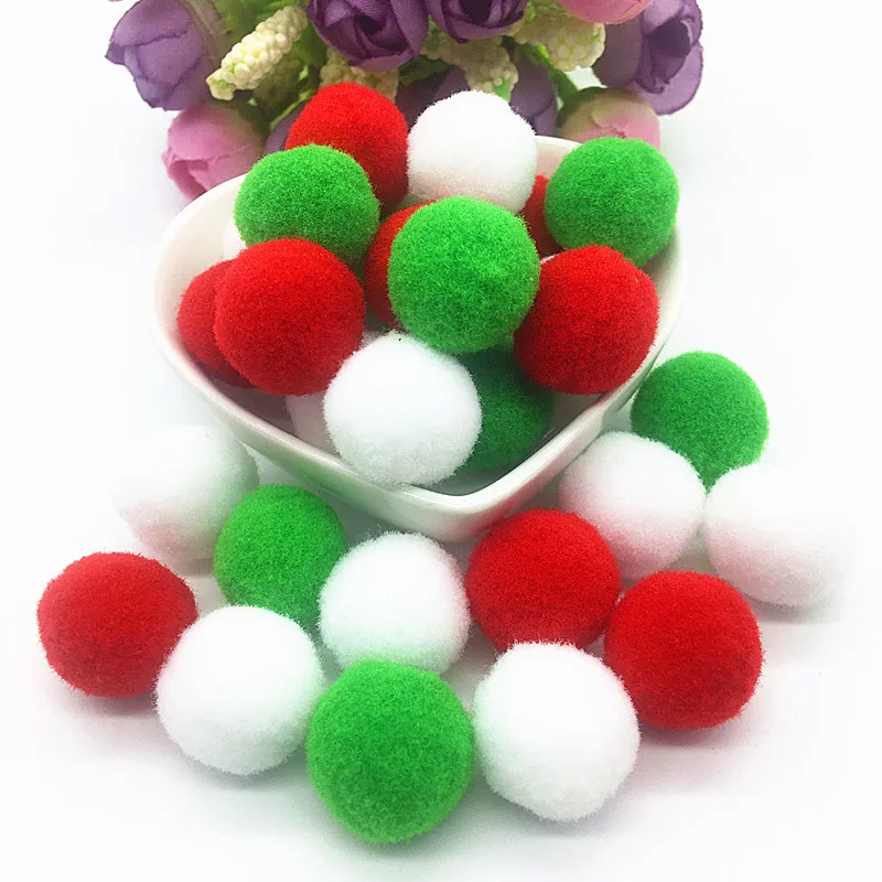 White Green Red Pompom Fur Balls DIY Soft Pom Poms Craft Pompones Christmas Ball Ornaments Glue on Cloth Accessories 8mm To 30mm