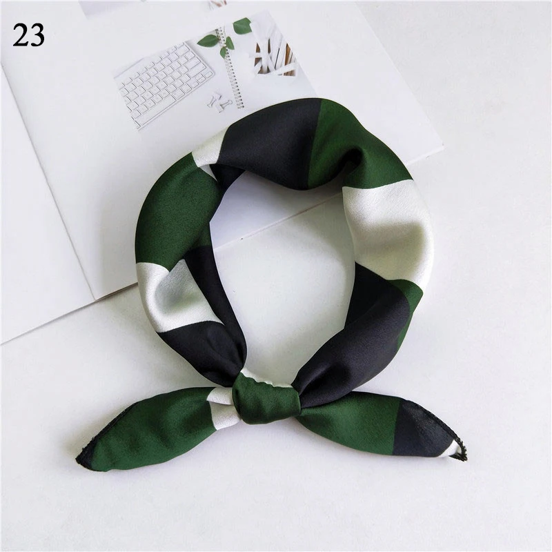 Square Silk Scarf Foulard Women Fashion Print Small Neck Scarves Office Lady Hair Band Foulard Hand Kerchief Bandana Shawl 2021