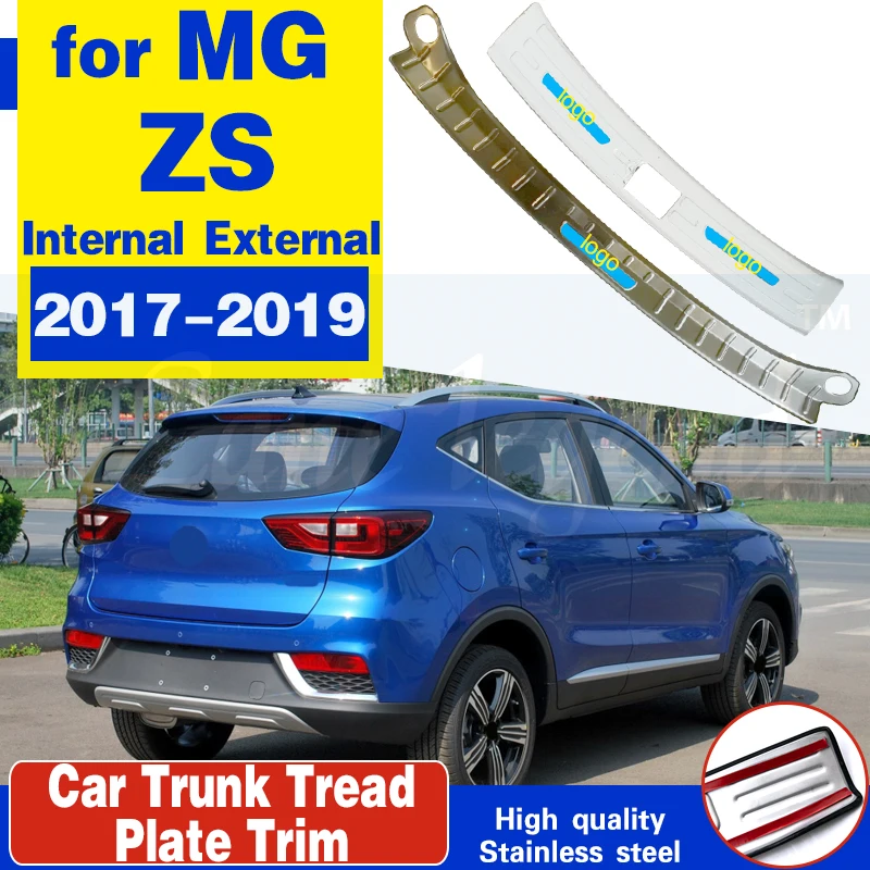 Car accessories Stainless Steel Rear Bumper Protector Sill Trunk Tread Plate Trim for MG ZS 2017-2019 Car styling