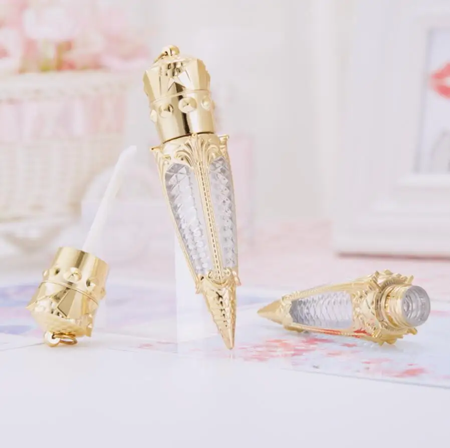 50pcs Luxury Gold Crown Lip Gloss Tubes Clear Empty Wand Lipgloss Tube Refillable Plastic Containers Bottles Private Label