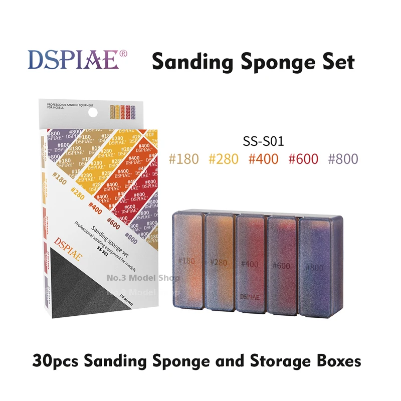 DSPIAE Sanding Sponge Set Containing Storage Boxes Professional Polishing Equipment For Modeler