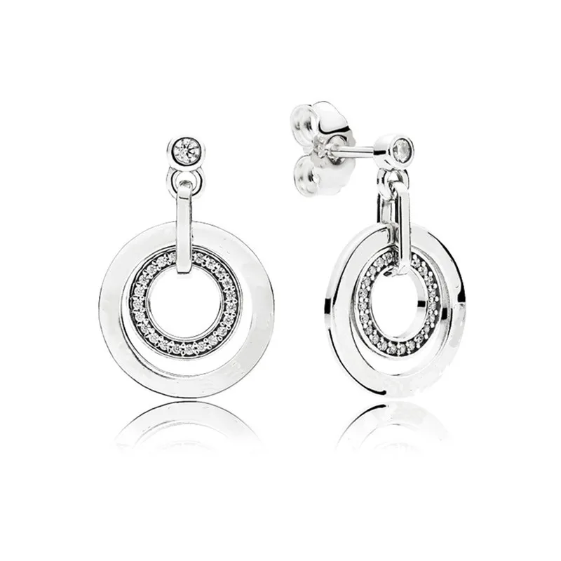 

Clear CZ Circles Earrings for Women 925 Sterling summer Jewelry Women Earrings Fashion Long 2020 Earrings Girl Jewelry