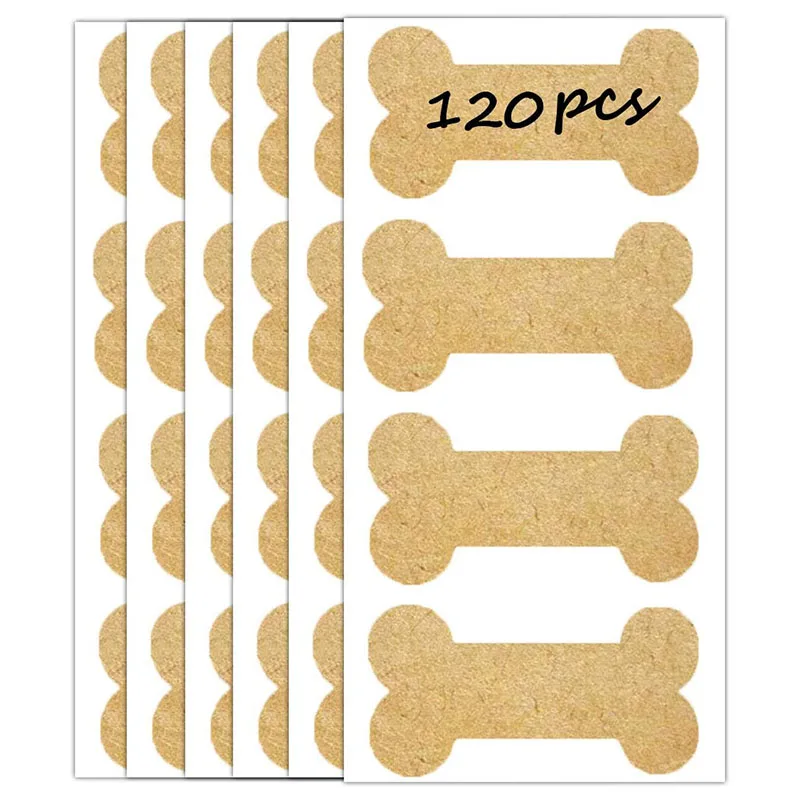 Kraft Paper Dog Bone Labels for Kids Crafts Bone Shape Decoration Stickers for Jars Bottles