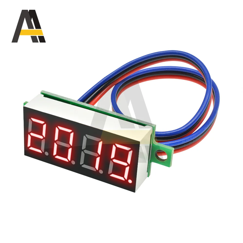 0.36 inch LED Digital Voltmeter Voltage Meter Mini Digital Car Voltmeter Adjustable Volt Detector Tester Monitor 3 Lead Wire