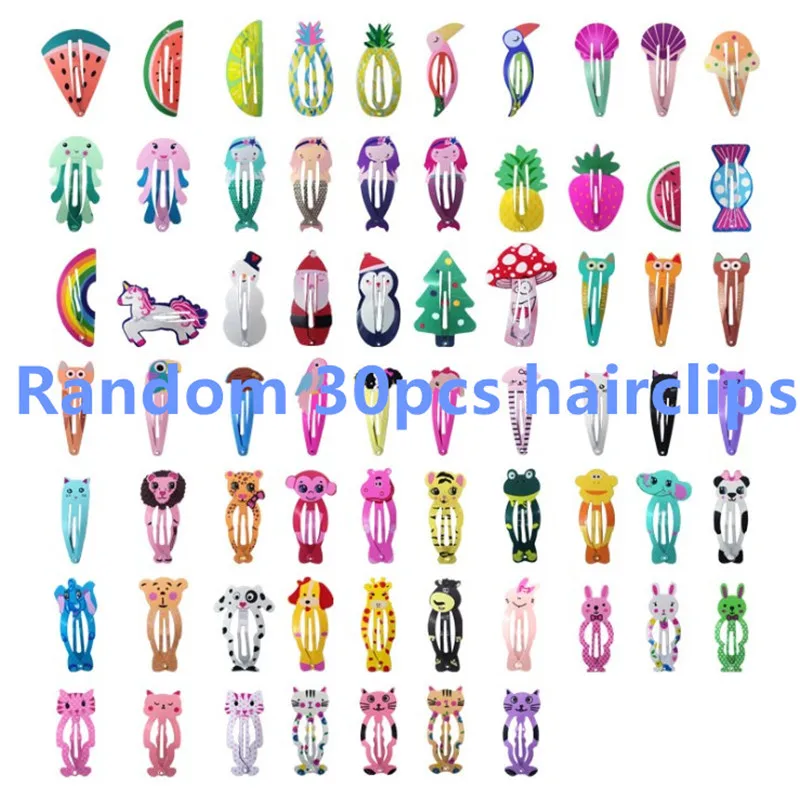 30 stks/partij Koreaanse Stijl Vrouwen Haaraccessoires Cartoon Haar Clip Bloem Haarspeld Leuke Hoofdtooi Print Legering Haarspelden voor Meisjes