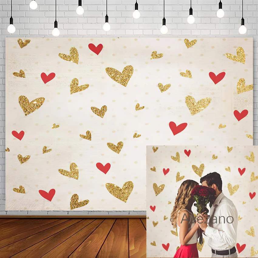 

Avezano Photography Backdground Valentine's Day Golden Love Adult Children Portrait Decor Backdrop Photo Studio Photozone Props