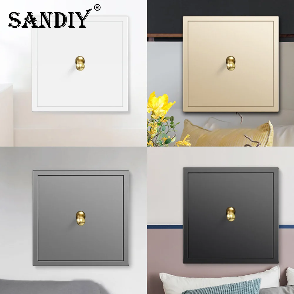 Nordic Industrial Style Brass Lever Wall Switch Panel Household Gray-Black Personality Hotel Famous Retro Switch Panel