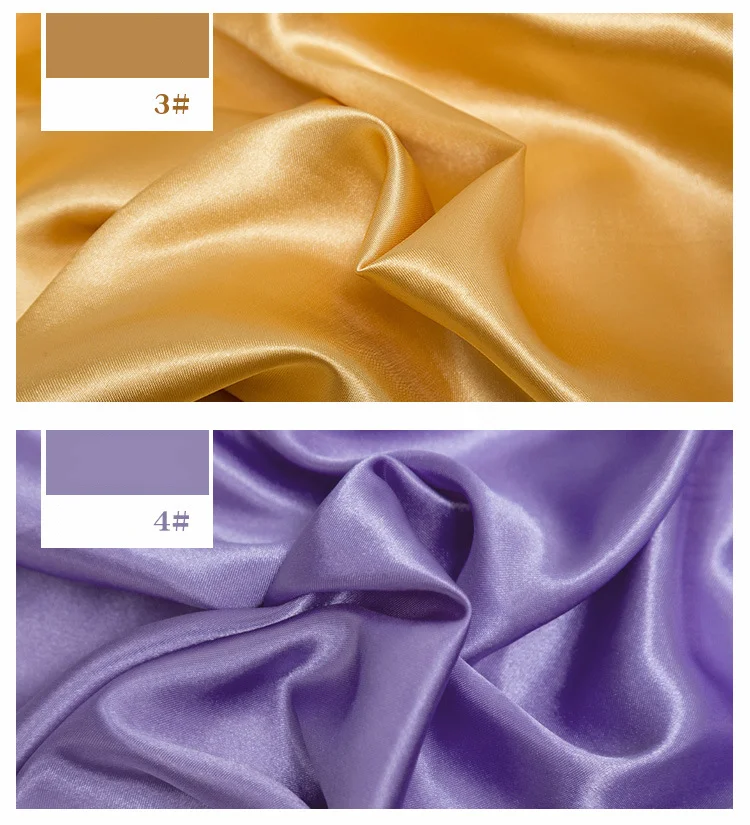 Imitierter Seidensatin-Stoff auf dem Hof, Futterstoffmaterial zum Nähen von Kleidern, Vorhängen, einfarbig, Schwarz, Weiß, Blau, Gold, Grün – Detail 7
