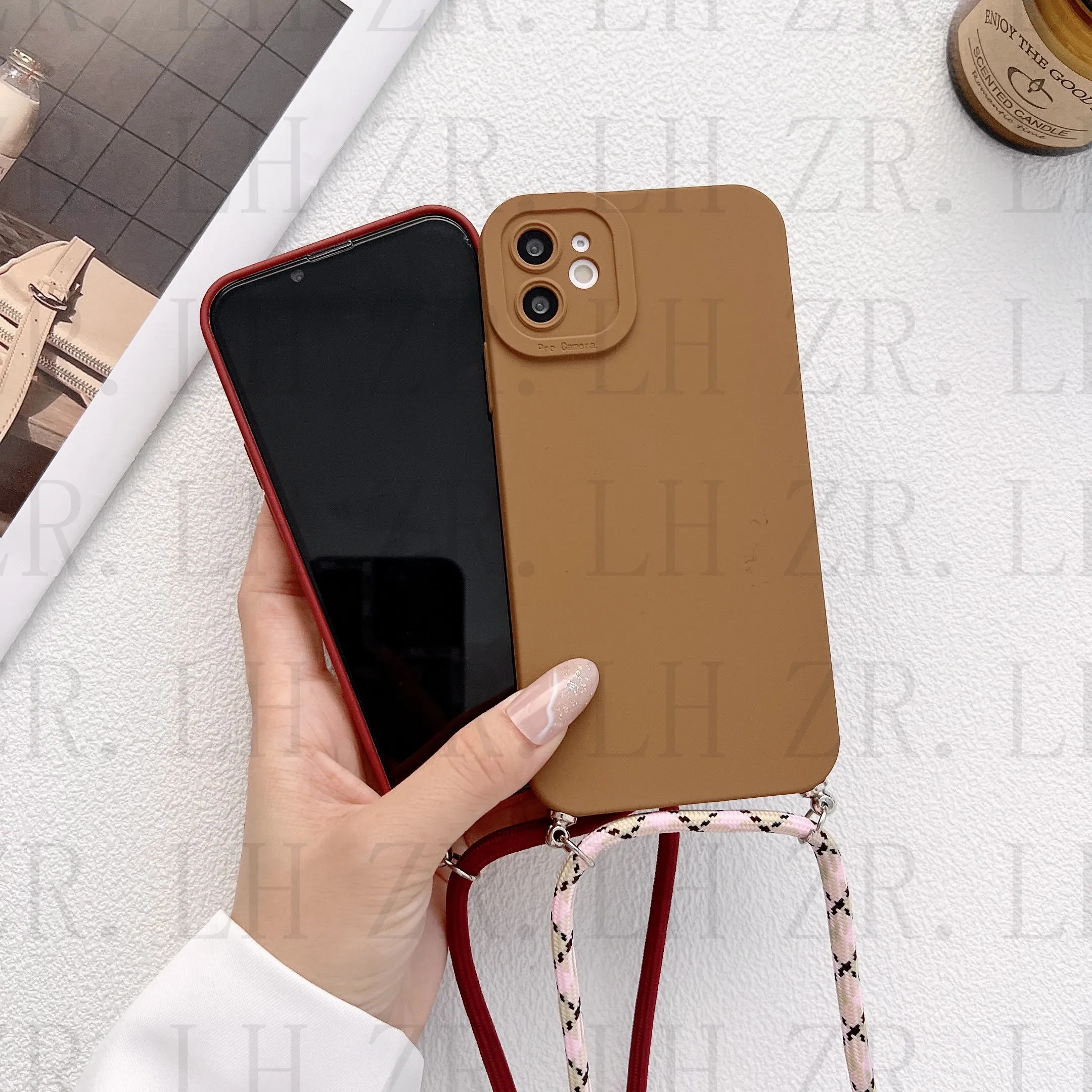 Original Strap Cord Chain Phone Case For APPLE iPhone 15 14 13 12 11Pro Max XS X XR X 7 8Plus SE 20 Carry Necklace Lanyard Cover