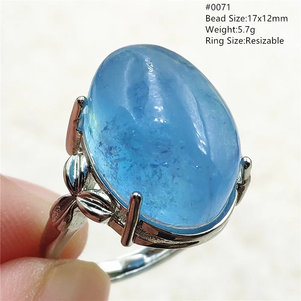 Natural azul aquamarine contas anel ajustável brasil anel oval 925 prata esterlina aquamarine jóias feminino aaaaa