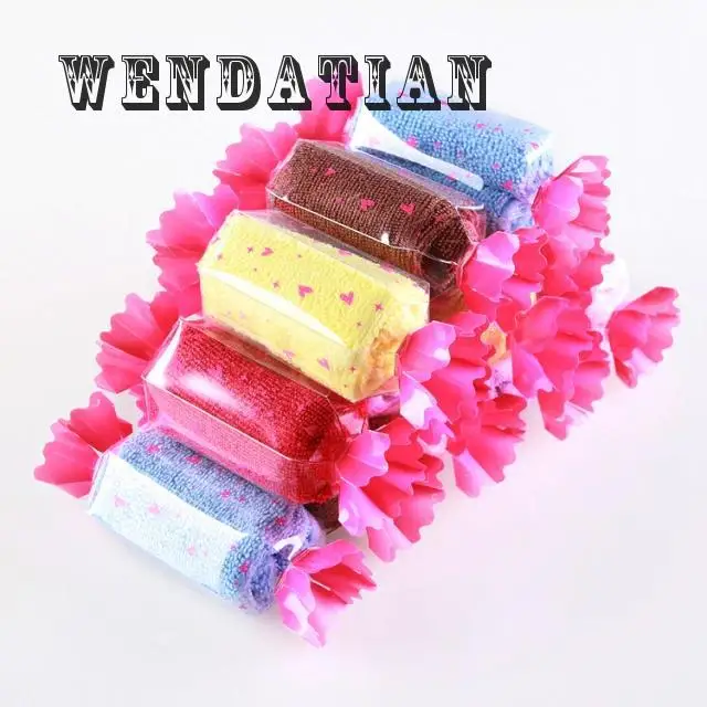 Candy Solid Mini Fiber Towel, Cartoon Cake Sweets, Promotional Birthday Gift, Festival Giveaway, 20x20cm, 20 PCs/Lot
