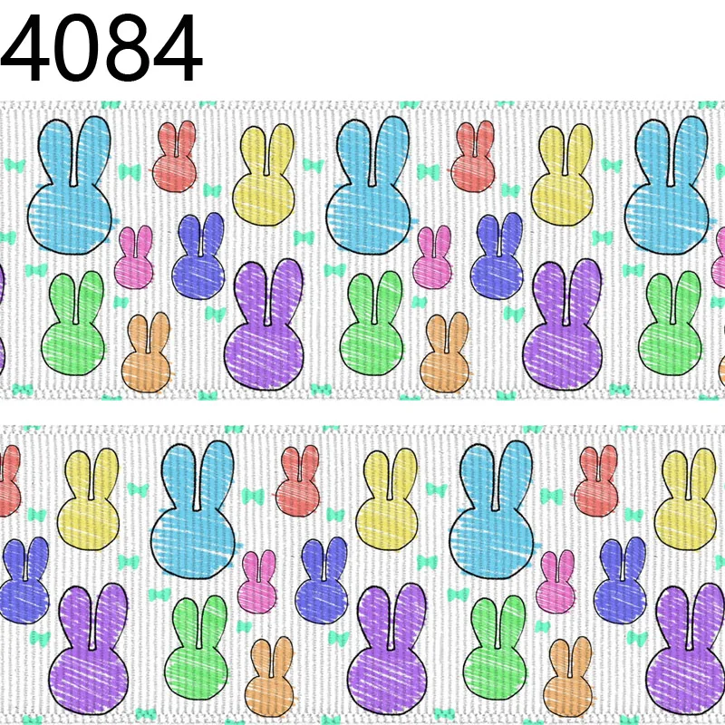 Cartoon Easter bunny and eggs 7/8inch 1inch 1.5inch 2inch 3inch printed grosgrain ribbon Sewing Bow-knot Crafts material 4084