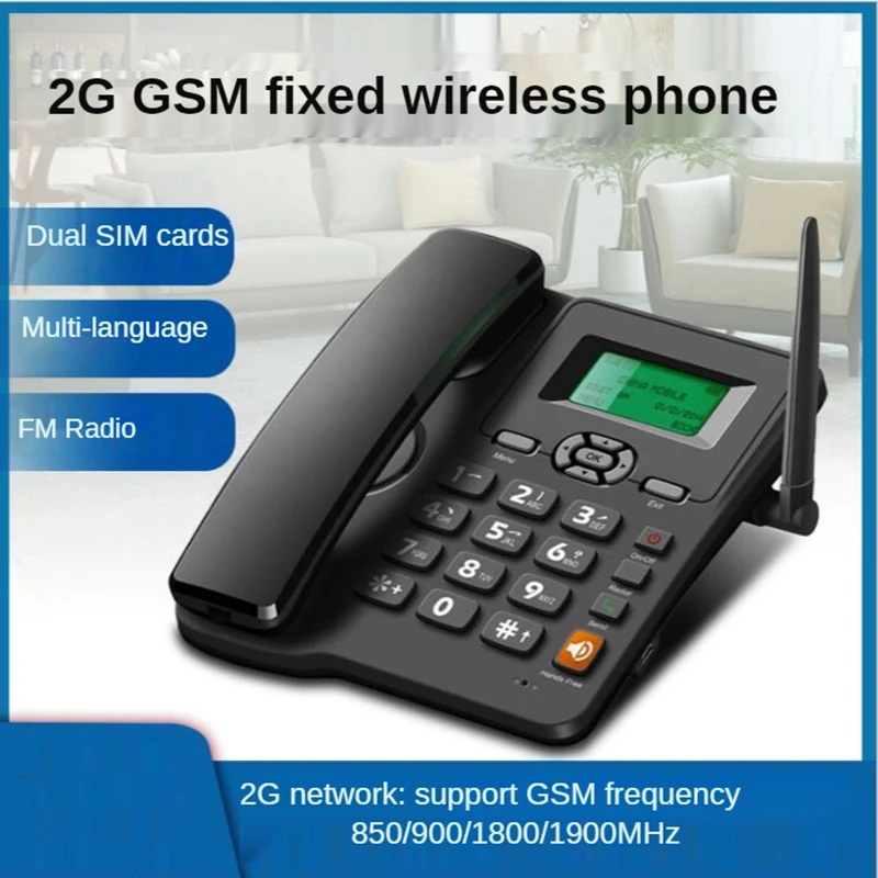 2 Sim card 2G GSM fixed wireless phone FWP Lansline phone SMS Call in/out Suit Telemarketing Alarm  desktop Fixed phone