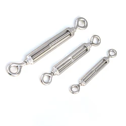 1pcs A4 316 Stainless Steel M4 M5 M6 M8 M10 M12 M14 M16 M20 Eye & Eye Turnbuckle Wire Rope Tension Tightener