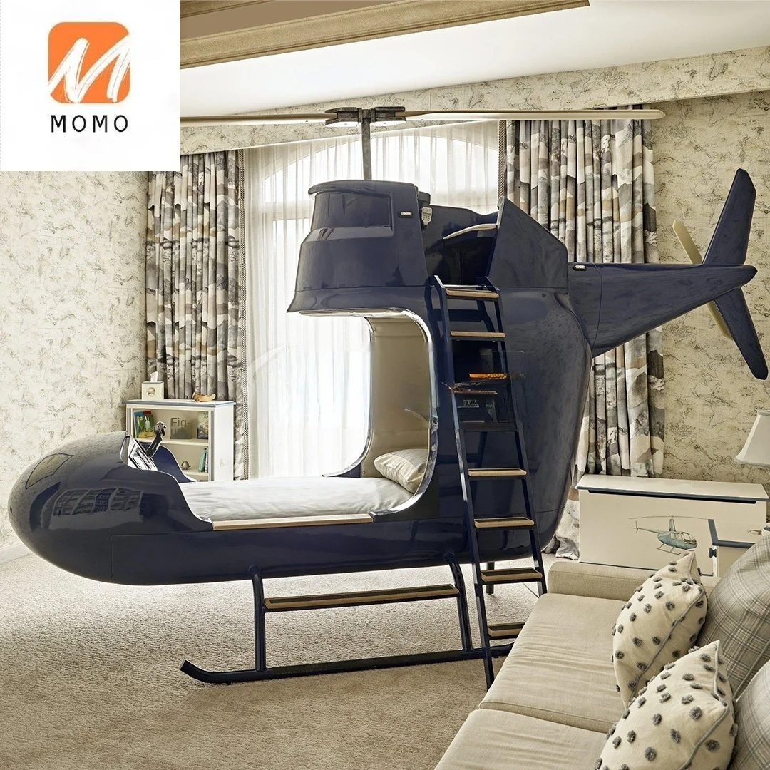 Creative Indoor Aircraft Bed High and Low Single Multi-Functional Quality Bed with Bookshelf