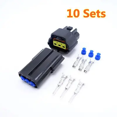 10 Sets Three Pins Way Connector AMP 1.8 New Auto Connector Plugs Waterproof New