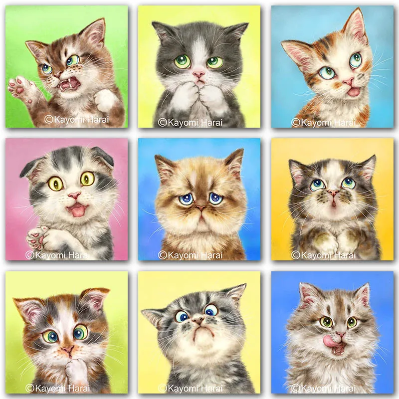 

5D DIY Diamond Painting kit Cartoon cat cute funny kitten kitty Full Square&Round mosaic embroidery Cross stitch home decor Art