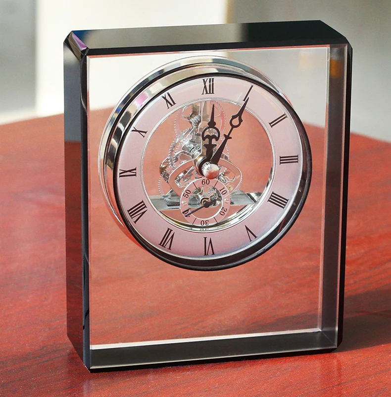 Antique Design Table Clock Home Decoration Clear Crystal Mechanical Clock Living Room Decoration