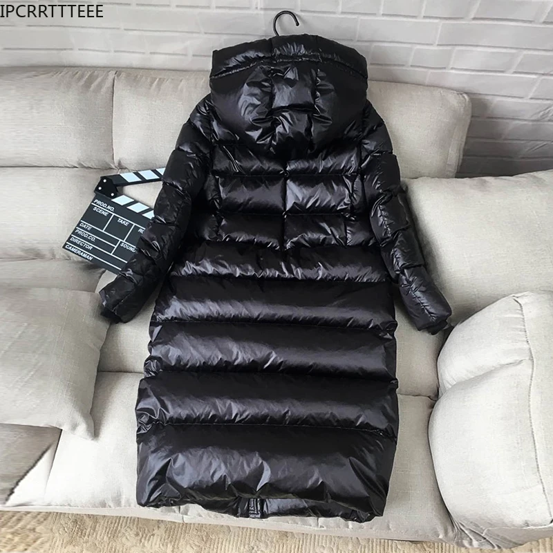 Women Slim Long Winter Coat Hooded Black Thick Warm Down Coats 90% White Duck Down Jacket Women