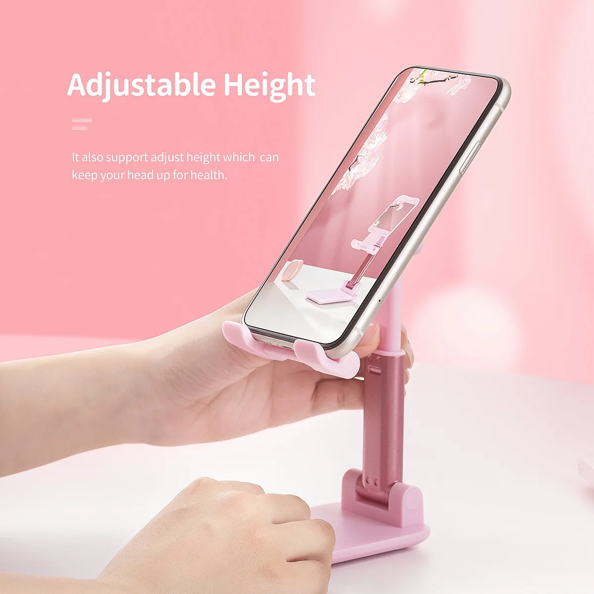 Metal Desktop Bracket Tablet Holder Table Mount Foldable Adjustable Extend Support Desk Phone Holder Stand with Mirror for Lady