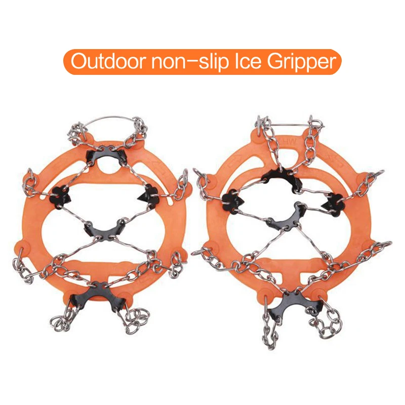 8 Teeth Manganese Steel Ice Gripper Spike for Shoe Anti Slip Hiking Climbing Snow Spikes Crampons Cleats Chain Claws Grips Boots