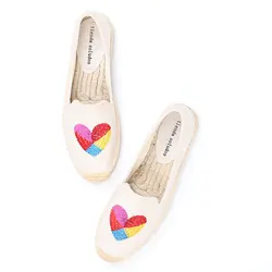 2021 Sapatos Direct Selling Flat Platform Hemp Rubber Slip-on Casual Spring/autumn Heart-shaped Womens Espadrilles Shoes