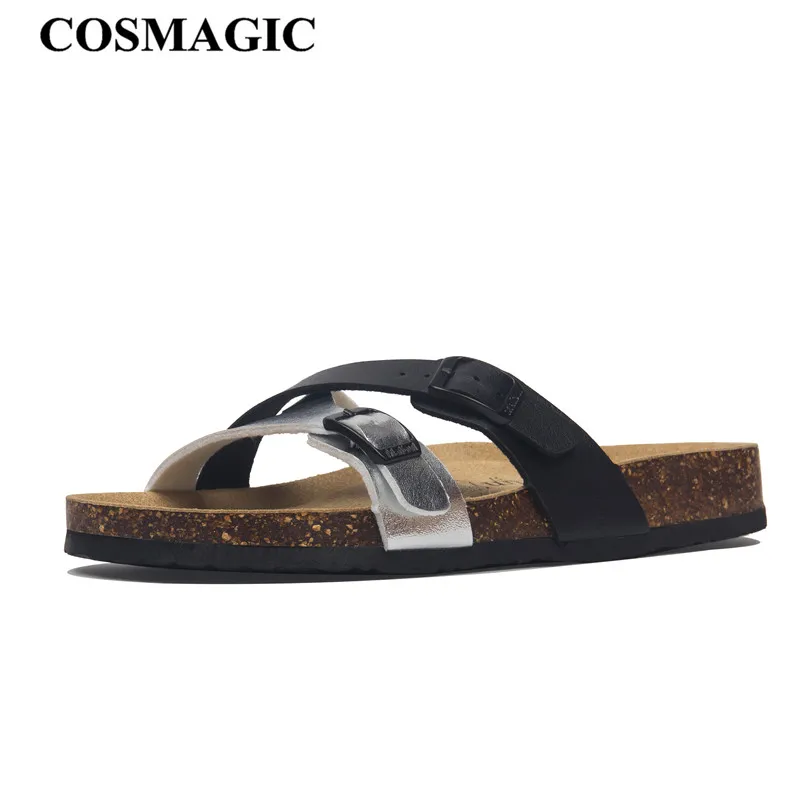 COSMAGIC  New Summer Cork Slippers Women Casual Solid Color Flip Flops Holiday Beach Outside Slides Shoe